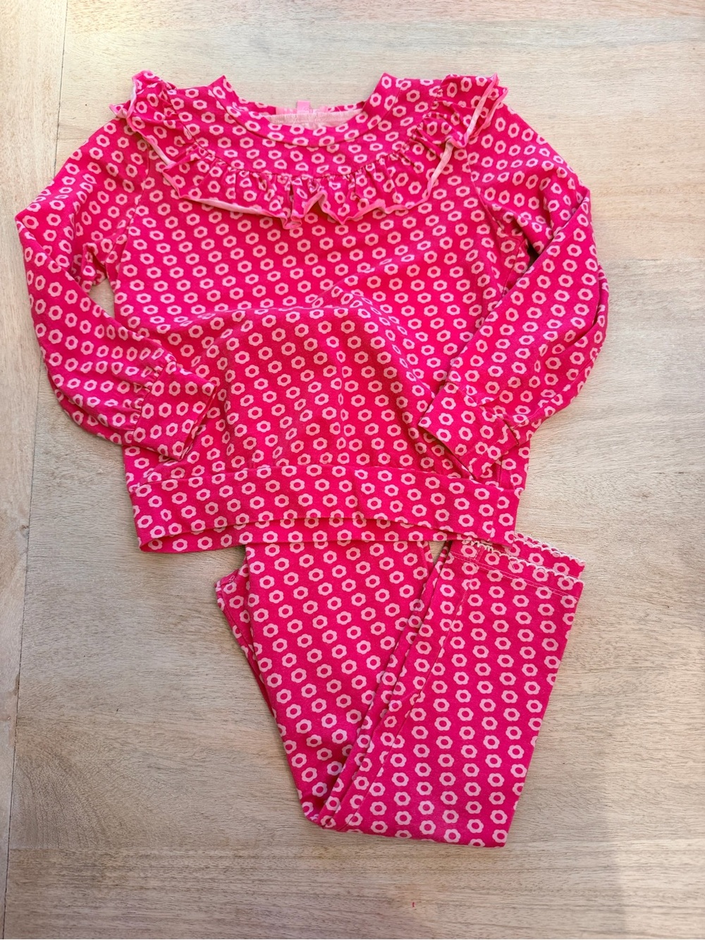 Bisby Girls' Pink Floral Ruffle-Trim Set